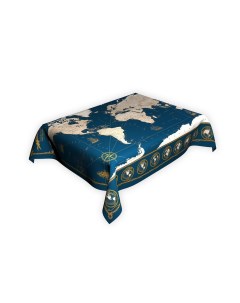 Скатерть непромокаемая Карта Мира в морском стиле синяя 120 145 см Globusoff