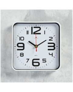 Часы настенные серия Классика плавный ход 19 х 19 см корпус белый Рубин