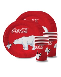 Набор одноразовой посуды Coca Cola тарелки стаканы по 12 шт Nd play