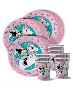 Набор одноразовой посуды Мини Маус Minnie Mouse тарелки 18см стаканы по 18шт Nd play
