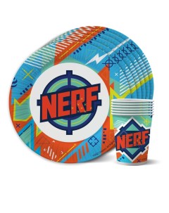 Набор одноразовой посуды Нерф NERF 2 тарелки 18 см стаканы по 6 шт Nd play
