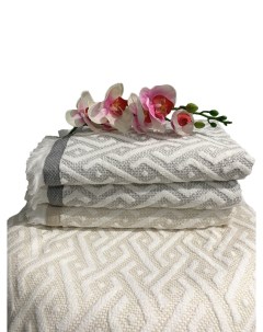 Турецкое Банное полотенце жаккард 70x140 см набор 3 шт Selin tekstil