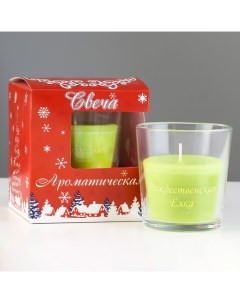 Свеча в стакане ароматическая Рождественская ёлка 6 5х8 см зеленый Богатство аромата