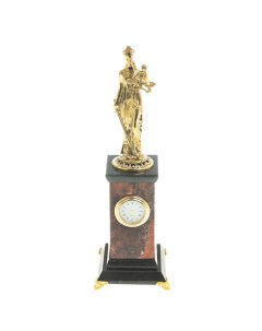 Настольные часы Фемида из бронзы и яшмы 29 х 8 х 8 см Уральский сувенир