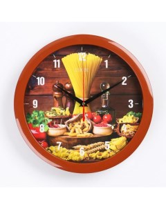 Часы настенные серия Кухня Спагетти плавный ход d 28 см Соломон