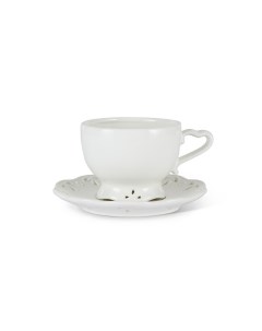 Чашка чайная с блюдцем 9x10 см белый керамика 7244022 Coincasa