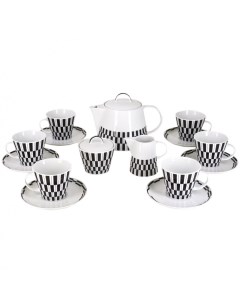 Чайный сервиз на 6 персон 15 предметов Том Черно белые полоски 231970 Thun