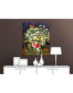 Картина на холсте репродукция Ван Гога Натюрморт с полевыми цветами и розами 60х80 см Первое ателье