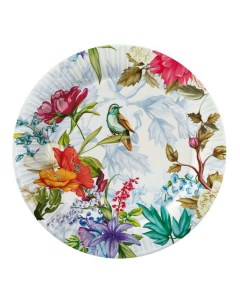 Тарелки одноразовые Птицы и цветы бумажные 230 мм 6 шт Nd play