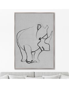Репродукция картины на холсте Rhino on gray Размер картины 75х105см Картины в квартиру