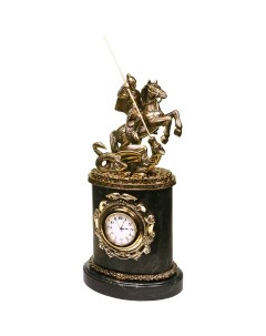 Настольные часы Георгий Победоносец из бронзы и змеевика 32 5 см Baojuzi