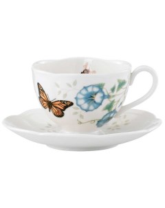 Чашка чайная с блюдцем Бабочки на лугу Бабочка Монарх 240мл Lenox