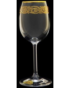 Набор из 6 ти бокалов для вина Золотая коллекция тонкое золото Объем 200 мл Rona