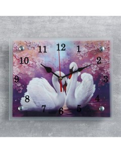 Часы настенные серия Животный мир Лебеди 20х25 см Сюжет