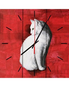 Настенные часы Белая кошка 30 х 30 см Дом корлеоне