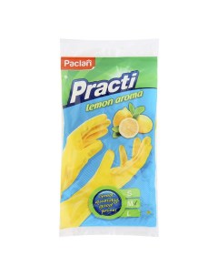 Перчатки резиновые с ароматом лимона желтые р M Paclan