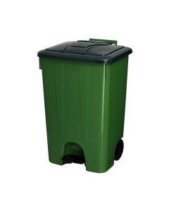 Контейнер для мусора 85 л зелёный с педалью и колёсами Telkar