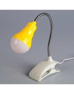 Лампа настольная на прищепке Свет желтый 13LED 1 5W USB Risalux
