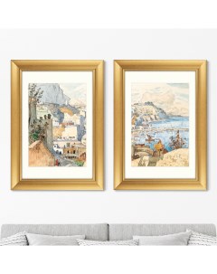Набор из 2 х репродукций картин в раме A View of Capri 1927г Размер каждой 50 5х70 5см Картины в квартиру