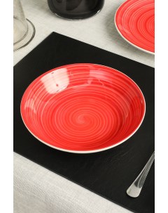 Тарелка суповая 22 см красный керамика 7269618 Coincasa