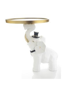 Декоративная подставка фигурка Слон органайзер столик для хранения 36 см белый Solmax