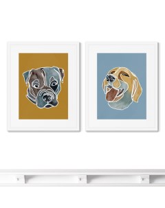 Набор из 2 х репродукций картин в раме Happy dogs No3 Размер каждой картины 42х52см Картины в квартиру