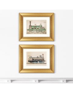Набор из 2 х репродукций картин в раме Hercules locomotive 1843г 40 5х50 5см Картины в квартиру