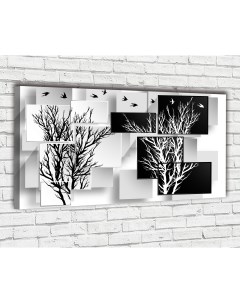 Картина Абстракция черного и белого дерева 60x100 см с креплениями На холсте Ф0249 Добродаров