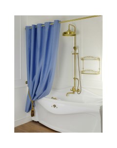 Шторка L180xH200 см для душа ванны текстиль узор АР ДЕКО цвет голубой Migliore