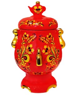 Чайница керамическая Самовар красный банка для сыпучих продуктов 600 мл Get&joy