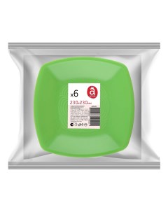 Тарелки одноразовые зеленые 23 см 6 шт Actuel