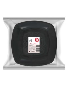 Тарелки одноразовые черные 18 см 6 шт Actuel