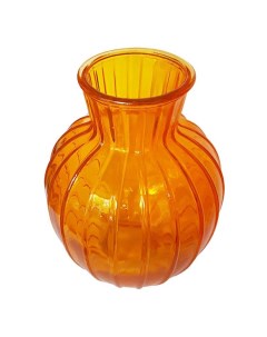 Ваза стеклянная декоративная Белла настольная оранжевый 20 см Ninaglass
