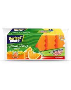 Губки для мытья посуды Aroma Orange с ароматом апельсина 5шт Perfect house