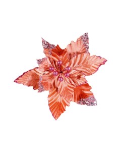 Искусственный цветок Пуансеттия Реджина на клипсе розовая 28 см Due esse christmas