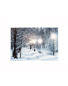 Светящаяся картина ЗИМНИЙ ПРОМЕНАД АЛЛЕЯ 6 холодных тёплых LED огней 58х38 см Kaemingk