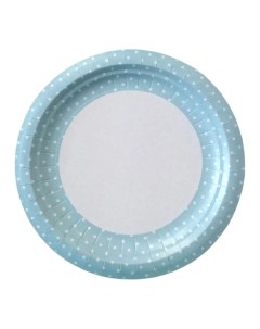 Тарелка бумажная горох голубой фон 180 мм 6 шт Vitto