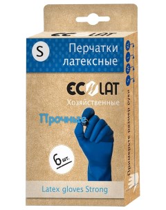 Перчатки Хозяйственные латексные синие р S 6шт Ecolat