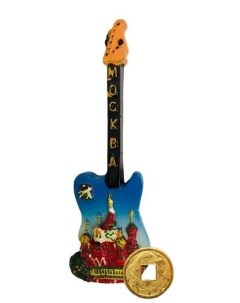 Декоративный магнит Гитара с видами Москвы 4х13 см Elg