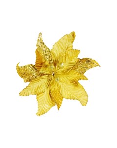 Искусственный цветок Пуансеттия Реджина на клипсе золотая 28 см Due esse christmas