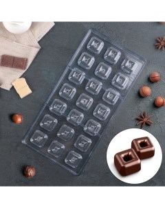 Форма для шоколада Пончик в форме квадрата 21 ячейка 33x16 2 см Konfinetta