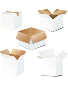 Коробка картонная белая 5 штук 250х250х250мм Nobrand