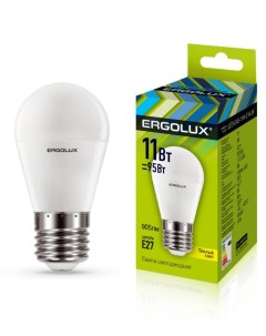 Лампа светодиодная Е27 G45 11W 95W 220V теплый Ergolux