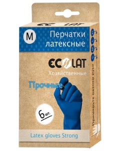 Перчатки Хозяйственные латексные синие р M 6шт Ecolat