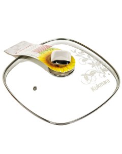 Крышка для посуды стекло 26 см металлический обод кнопка с26 2т112 Kukmara