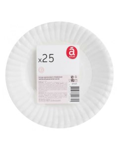 Набор тарелок бумажных картон белые d 180 мм 25 шт Actuel
