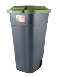 Бак мусорный PR прямоугольный с зеленой крышкой на колесах 515х545х840 мм 110 л 1 шт Plastic republic