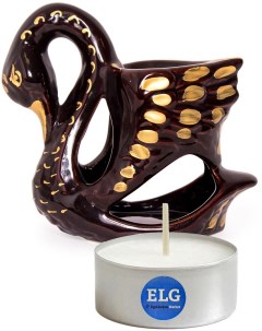 Аромалампа Лебедь с сердечком коричневый 13 см свеча в гильзе Elg