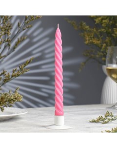Свеча витая 2 3х 24 5 см 5 ч 50 г тёмно розовая Омский свечной