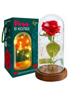 Ночник светодиодный красная роза в стеклянной колбе Illumetik